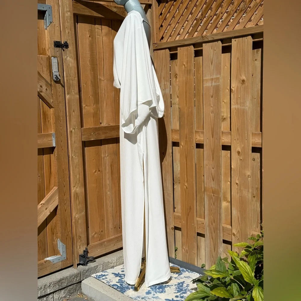🆕 RAT & BOA 🧿 NWOT Margot Boatneck Long Sleeve Open Back White Maxi, Sz XXL